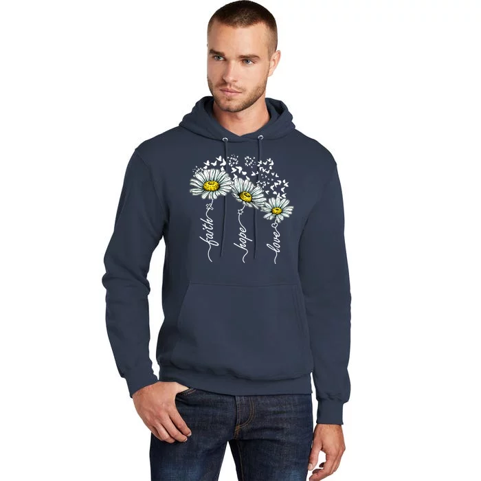 Faith Hope Love Butterflies Daisies Religious Tall Hoodie