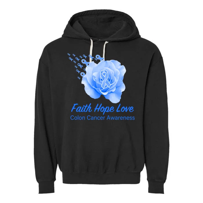 Faith Hope Love Colon Cancer Awareness Garment-Dyed Fleece Hoodie