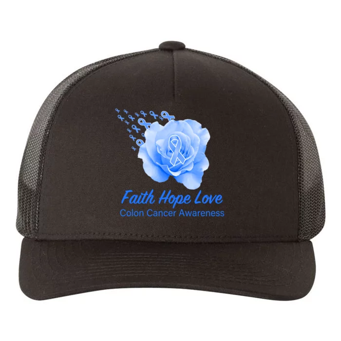 Faith Hope Love Colon Cancer Awareness Yupoong Adult 5-Panel Trucker Hat