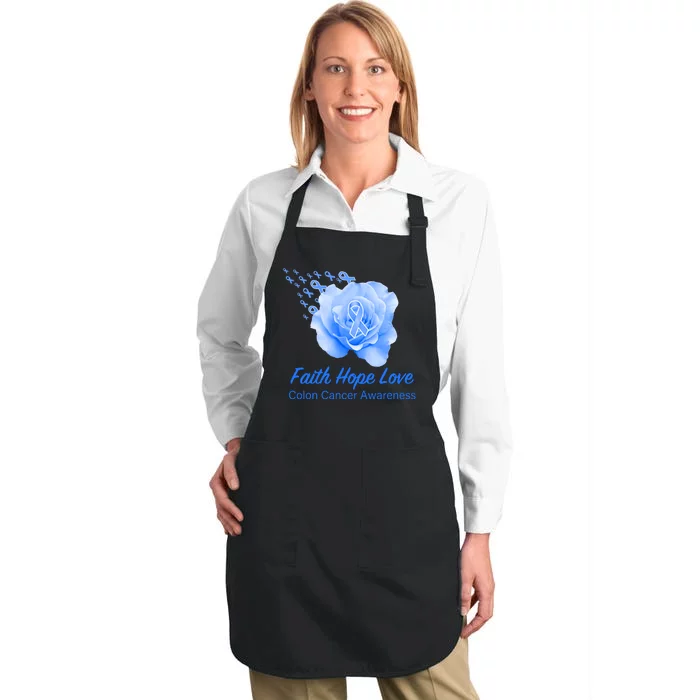 Faith Hope Love Colon Cancer Awareness Full-Length Apron With Pocket