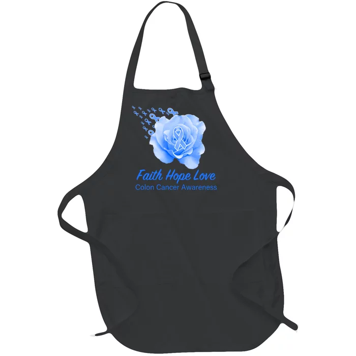 Faith Hope Love Colon Cancer Awareness Full-Length Apron With Pocket