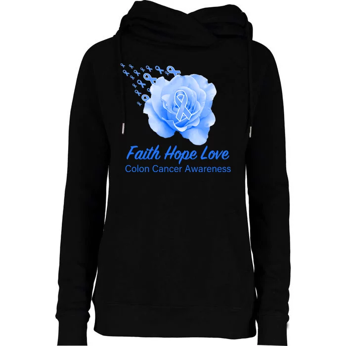 Faith Hope Love Colon Cancer Awareness Womens Funnel Neck Pullover Hood