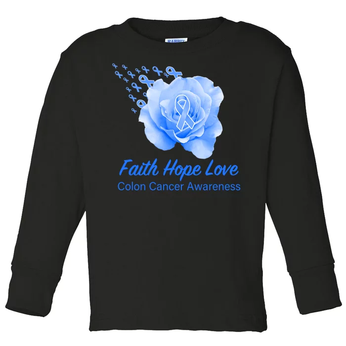 Faith Hope Love Colon Cancer Awareness Toddler Long Sleeve Shirt