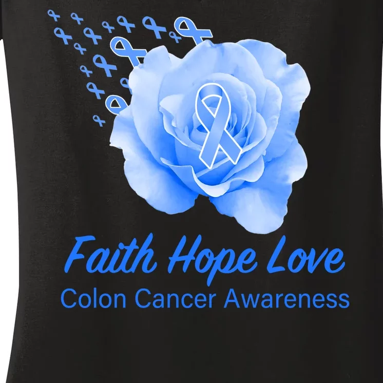 Faith Hope Love Colon Cancer Awareness Women's V-Neck T-Shirt