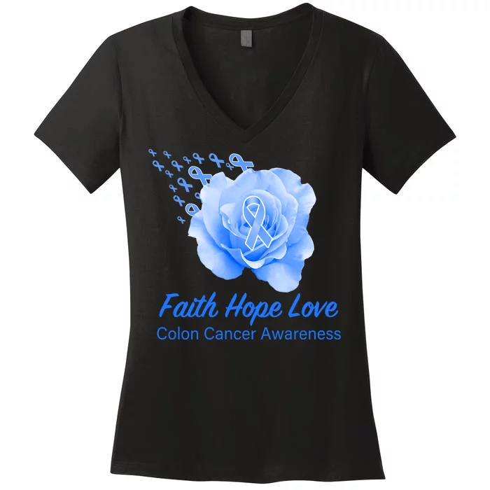 Faith Hope Love Colon Cancer Awareness Women's V-Neck T-Shirt