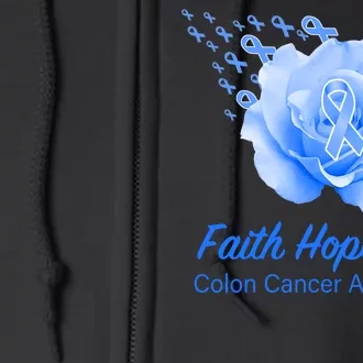 Faith Hope Love Colon Cancer Awareness Full Zip Hoodie