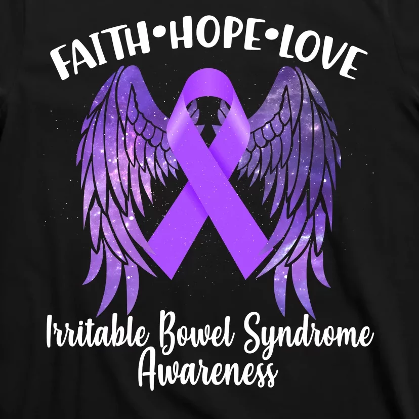 Faith Hope Love Irritable Bowel Syndrome Galaxy Angel Wings T-Shirt