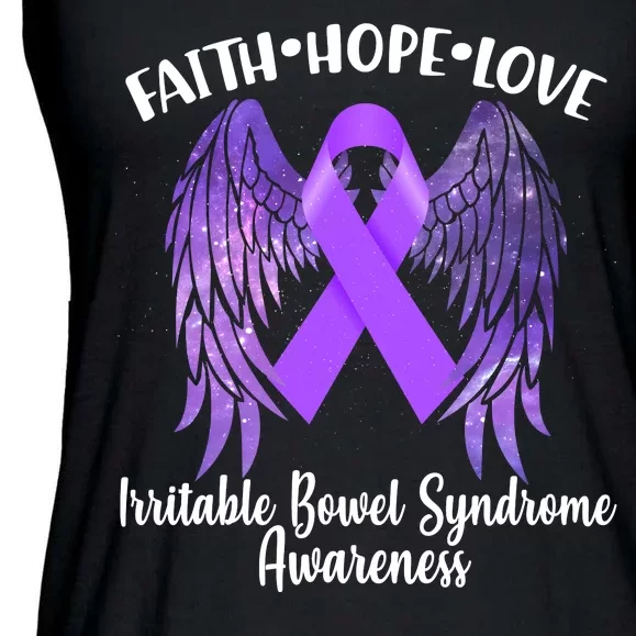 Faith Hope Love Irritable Bowel Syndrome Galaxy Angel Wings Ladies Essential Flowy Tank