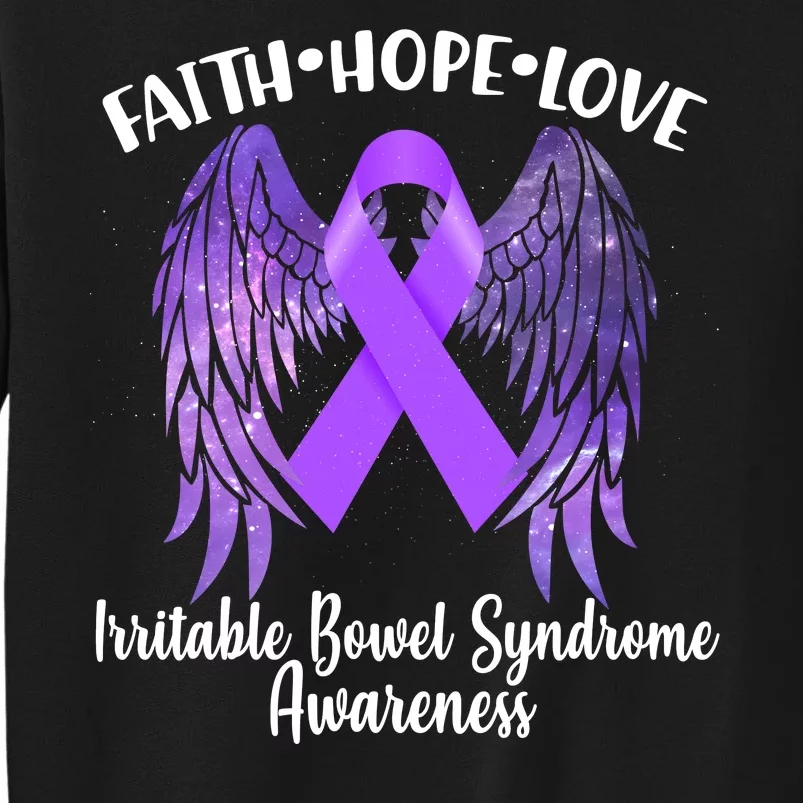 Faith Hope Love Irritable Bowel Syndrome Galaxy Angel Wings Tall Sweatshirt