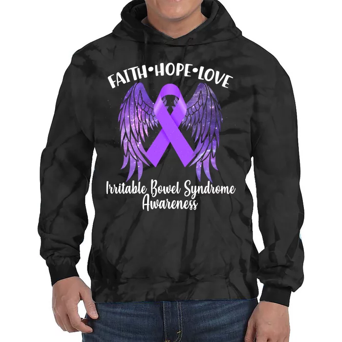 Faith Hope Love Irritable Bowel Syndrome Galaxy Angel Wings Tie Dye Hoodie