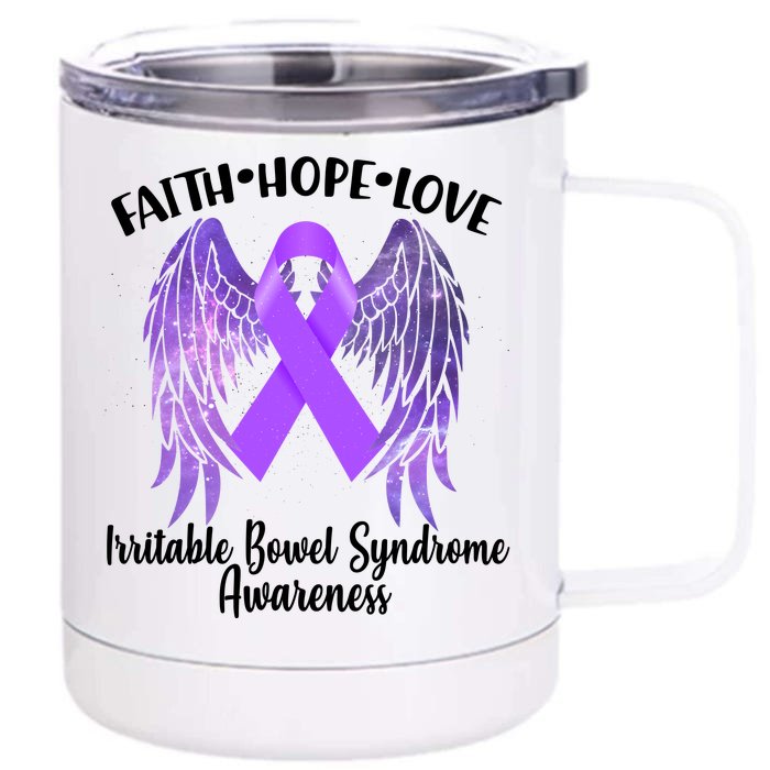 Faith Hope Love Irritable Bowel Syndrome Galaxy Angel Wings Front & Back 12oz Stainless Steel Tumbler Cup