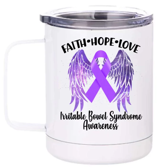 Faith Hope Love Irritable Bowel Syndrome Galaxy Angel Wings Front & Back 12oz Stainless Steel Tumbler Cup