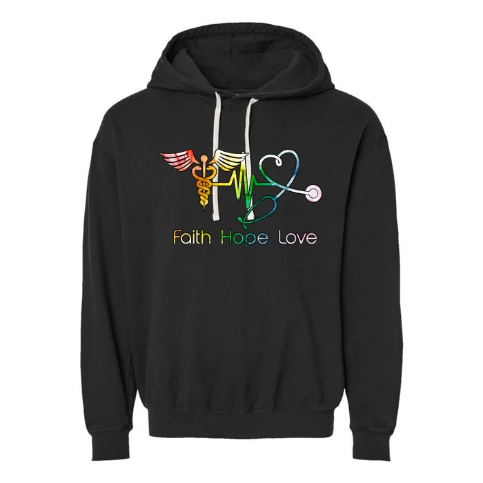 Faith Hope Love Nurse Garment-Dyed Fleece Hoodie