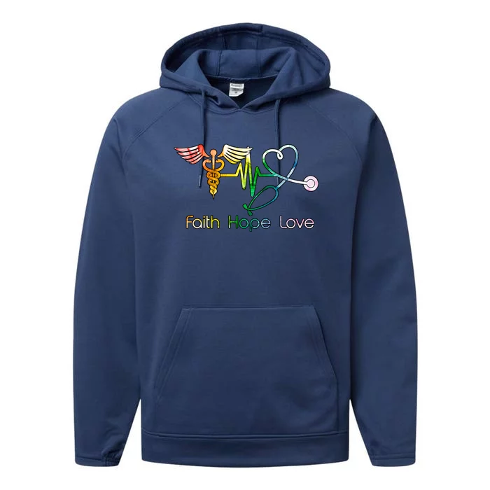 Faith Hope Love Nurse Performance Fleece Hoodie