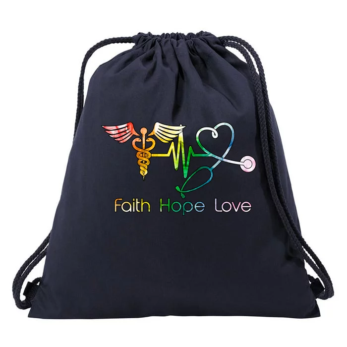 Faith Hope Love Nurse Drawstring Bag