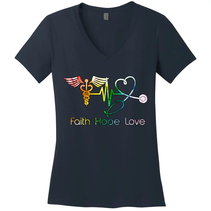 Faith Hope Love Nurse Women's V-Neck T-Shirt