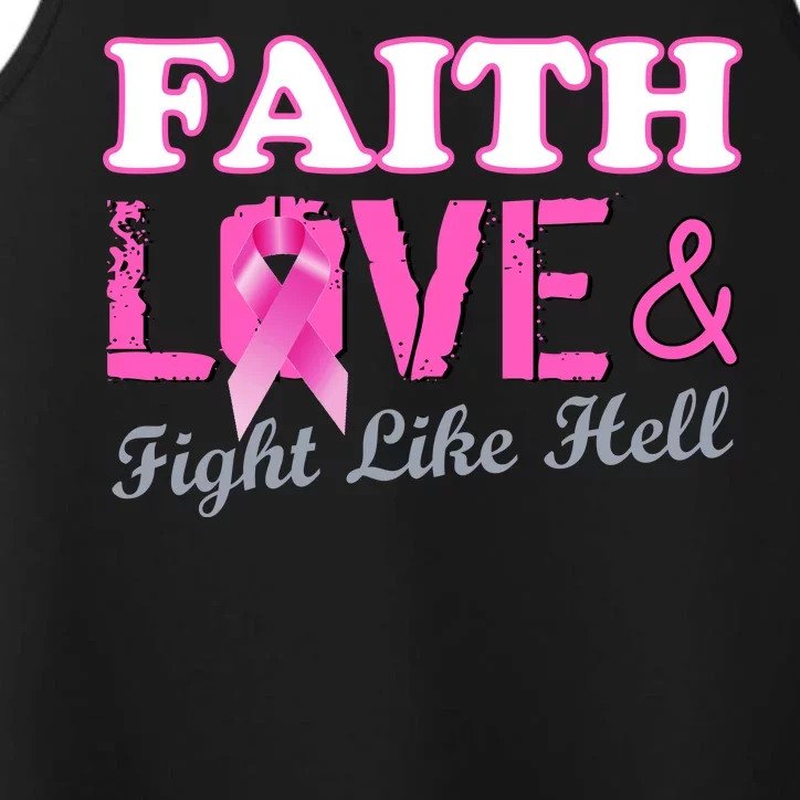 Faith Love & Fight Like Hell Ribbon Breast Cancer Performance Tank