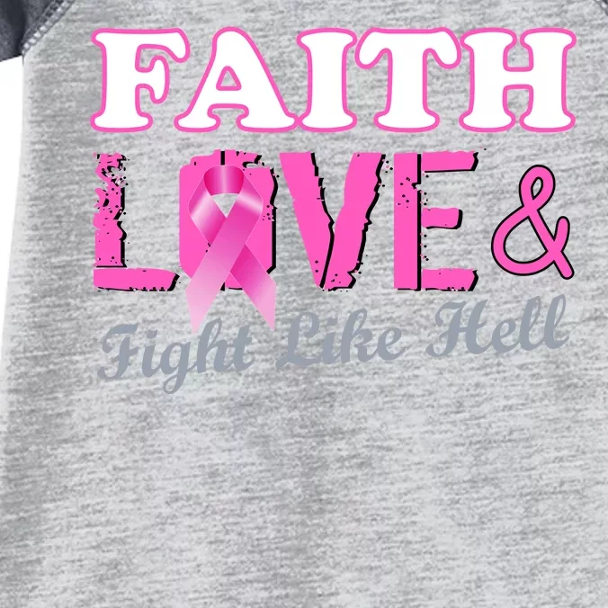 Faith Love & Fight Like Hell Ribbon Breast Cancer Infant Baby Jersey Bodysuit