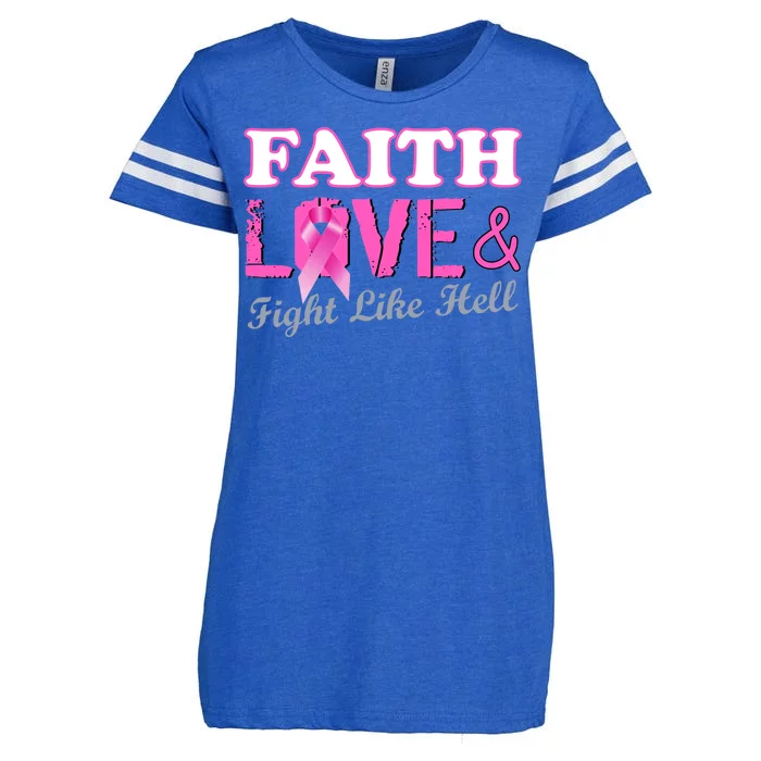 Faith Love & Fight Like Hell Ribbon Breast Cancer Enza Ladies Jersey Football T-Shirt