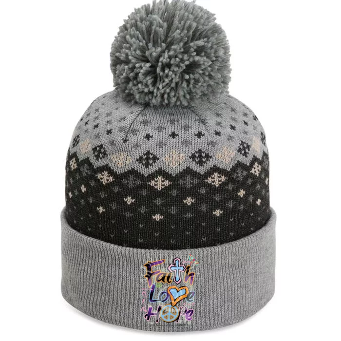 Faith Love Hope The Baniff Cuffed Pom Beanie