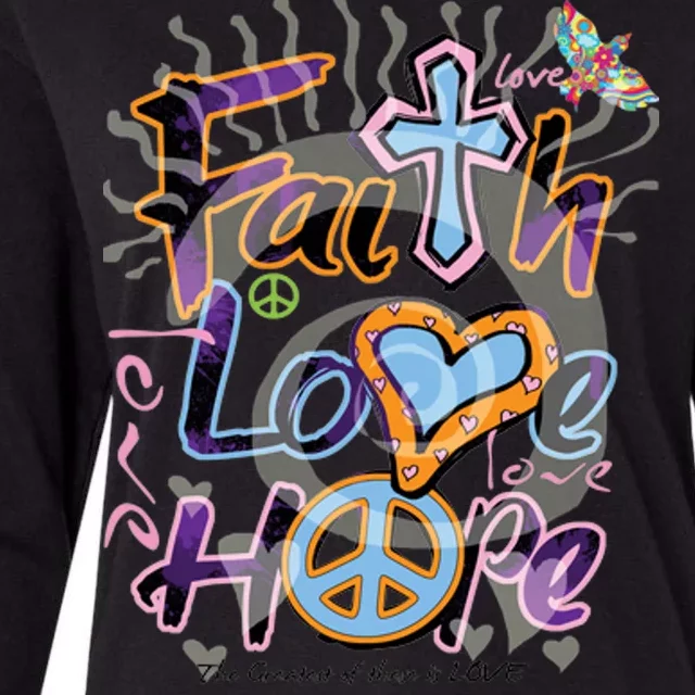 Faith Love Hope Womens Cotton Relaxed Long Sleeve T-Shirt