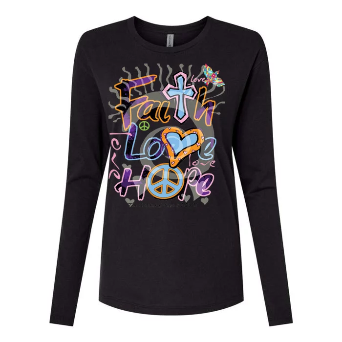 Faith Love Hope Womens Cotton Relaxed Long Sleeve T-Shirt