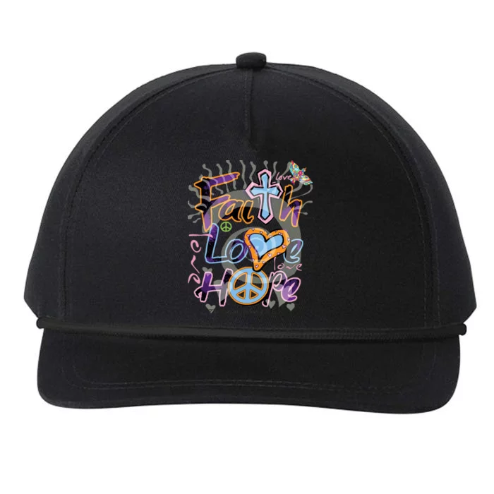 Faith Love Hope Snapback Five-Panel Rope Hat