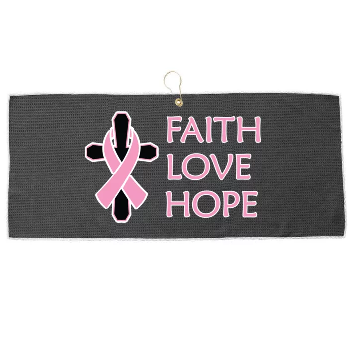 Faith Love Hope Breast Cancer Ribbon Cross Large Microfiber Waffle Golf Towel