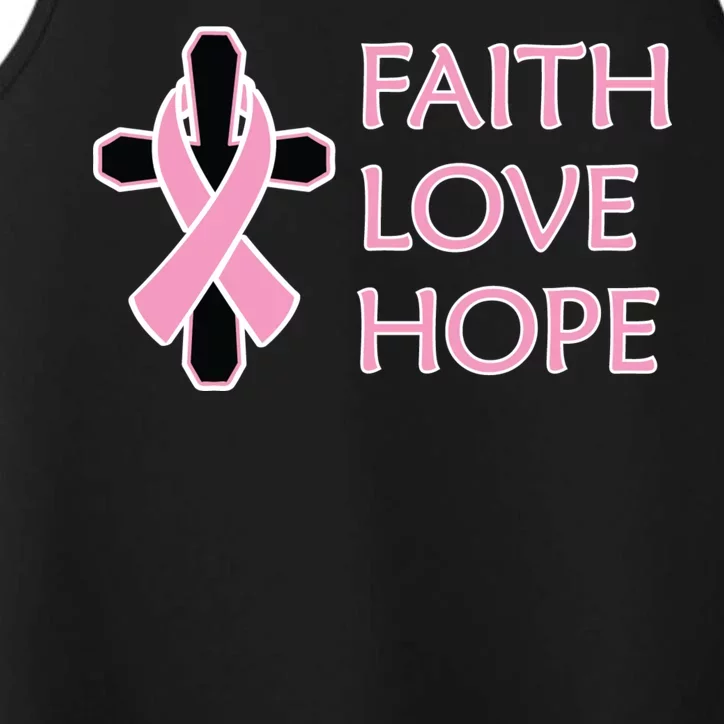 Faith Love Hope Breast Cancer Ribbon Cross Performance Tank