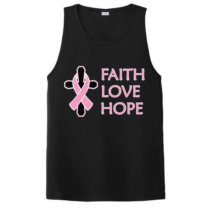 Faith Love Hope Breast Cancer Ribbon Cross Performance Tank