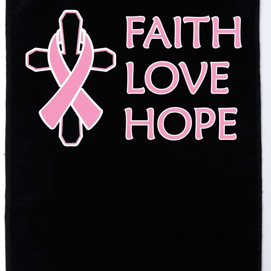 Faith Love Hope Breast Cancer Ribbon Cross Platinum Collection Golf Towel