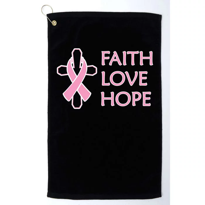 Faith Love Hope Breast Cancer Ribbon Cross Platinum Collection Golf Towel