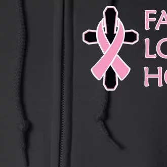 Faith Love Hope Breast Cancer Ribbon Cross Full Zip Hoodie