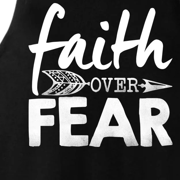 Faith Over Fear Christian Arrow Ladies Tri-Blend Wicking Tank