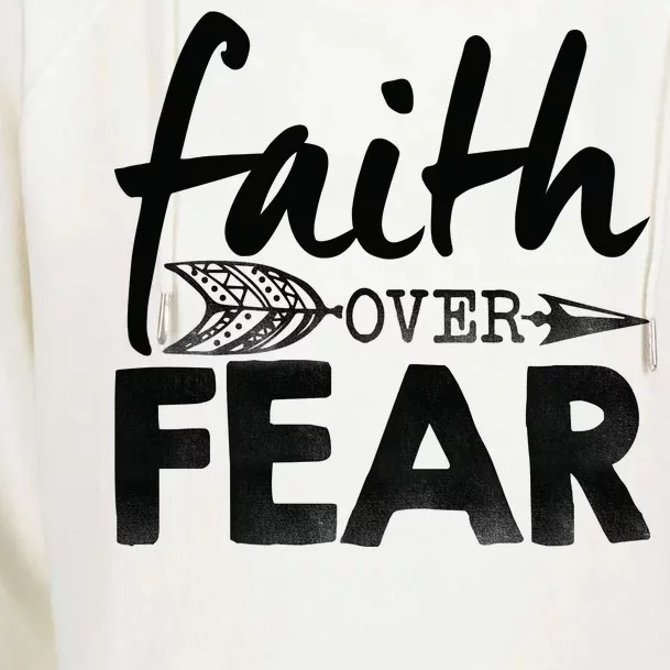 Faith Over Fear Christian Arrow Womens Funnel Neck Pullover Hood