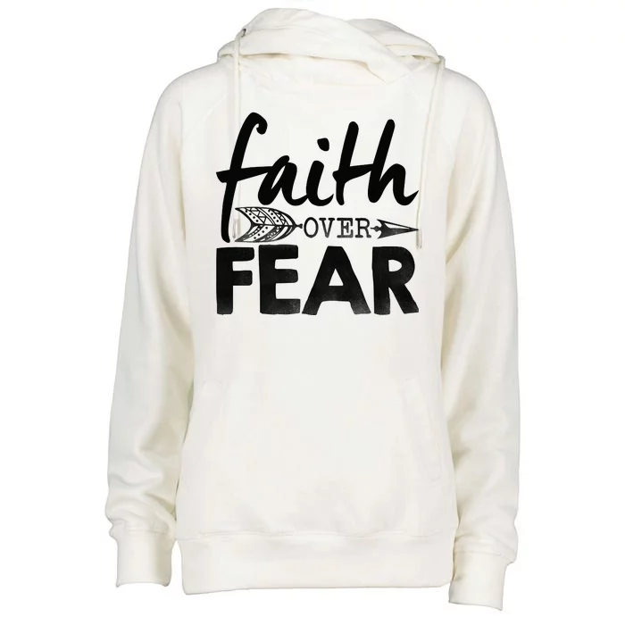 Faith Over Fear Christian Arrow Womens Funnel Neck Pullover Hood