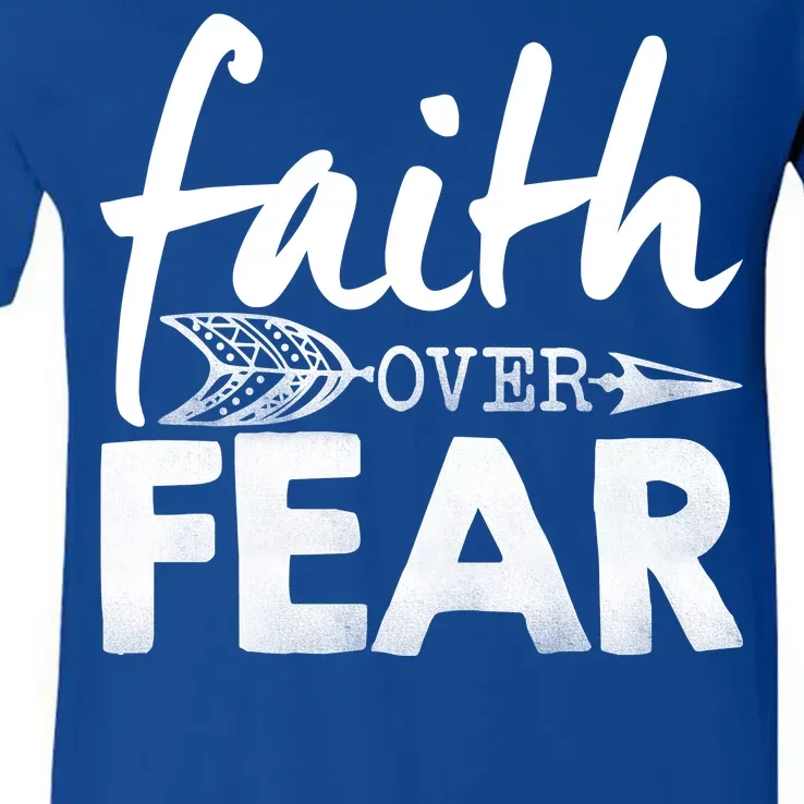 Faith Over Fear Christian Arrow V-Neck T-Shirt