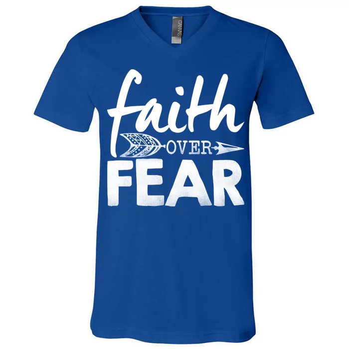 Faith Over Fear Christian Arrow V-Neck T-Shirt