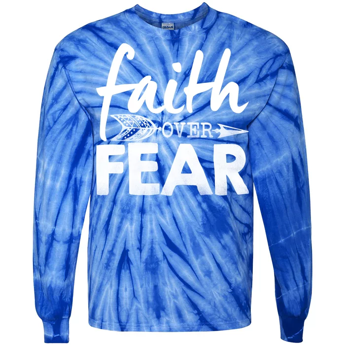 Faith Over Fear Christian Arrow Tie-Dye Long Sleeve Shirt