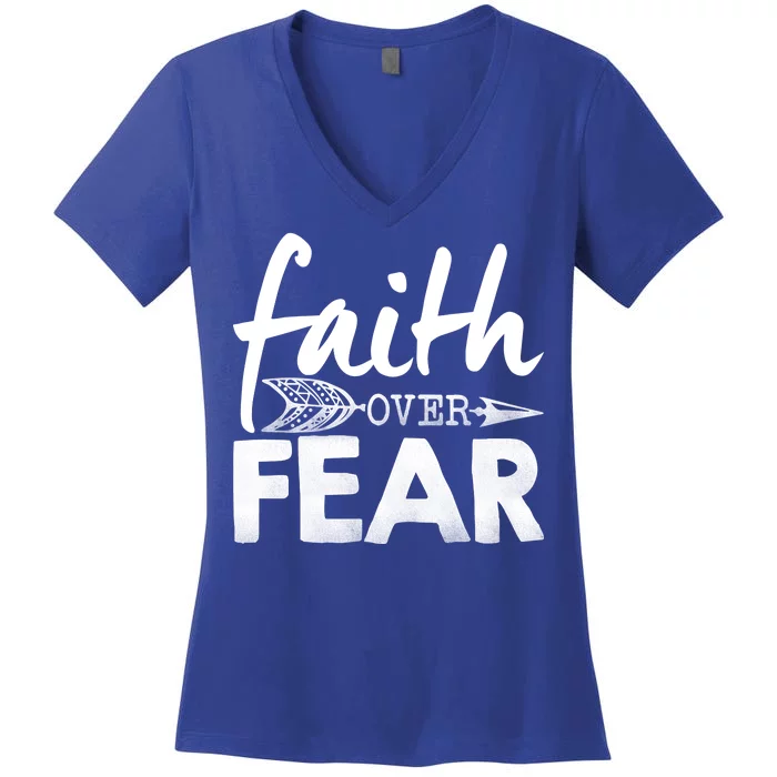 Faith Over Fear Christian Arrow Women's V-Neck T-Shirt