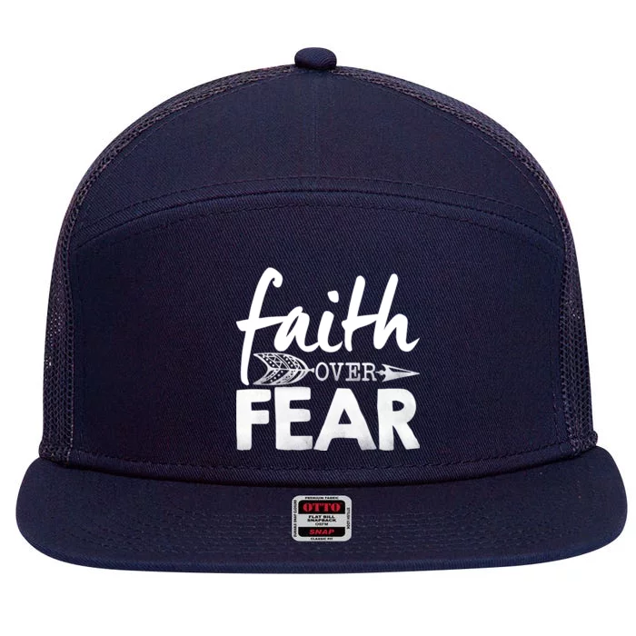 Faith Over Fear Christian Arrow 7 Panel Mesh Trucker Snapback Hat