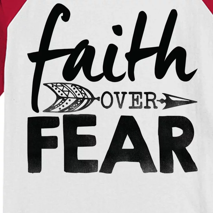 Faith Over Fear Christian Arrow Kids Colorblock Raglan Jersey