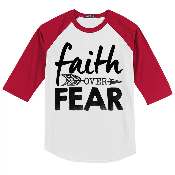 Faith Over Fear Christian Arrow Kids Colorblock Raglan Jersey