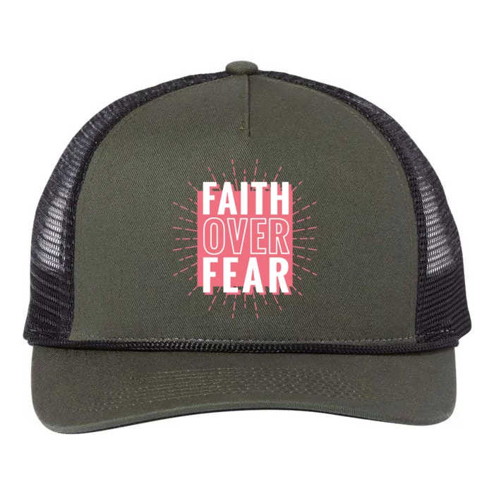 Faith Over Fear Cute Christian Quote Retro Rope Trucker Hat Cap