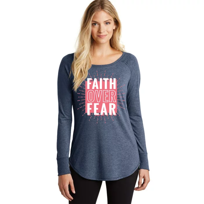 Faith Over Fear Cute Christian Quote Women's Perfect Tri Tunic Long Sleeve Shirt