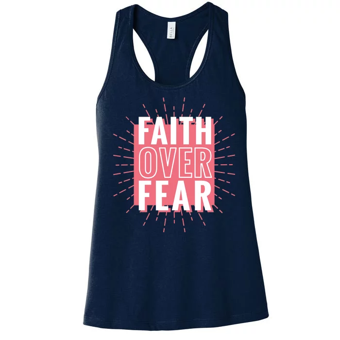 Faith Over Fear Cute Christian Quote Women's Racerback Tank