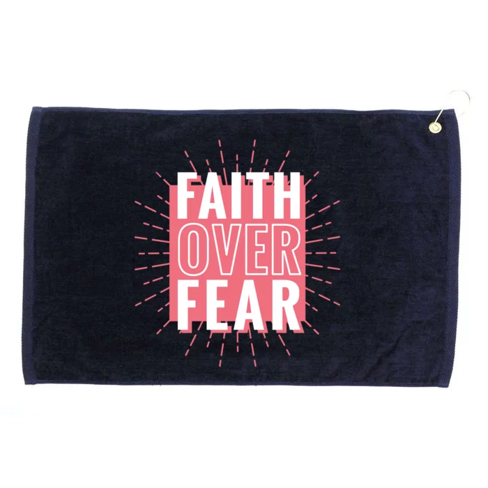 Faith Over Fear Cute Christian Quote Grommeted Golf Towel