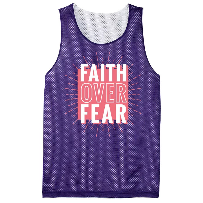 Faith Over Fear Cute Christian Quote Mesh Reversible Basketball Jersey Tank