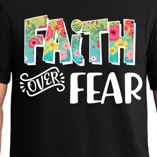 Faith Over Fear Flower Pattern Pajama Set