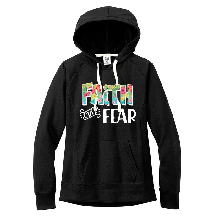 Faith Over Fear Flower Pattern Women's Fleece Hoodie